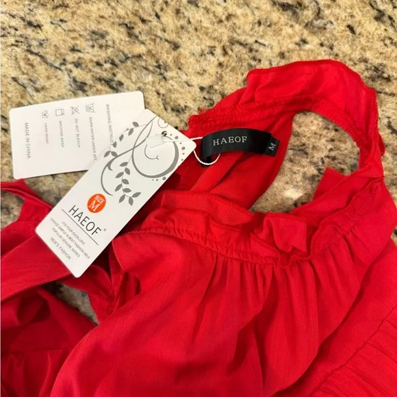 NWT Red Tiered Halter Maxi Dress with Pockets – Size M - Picture 7 of 7